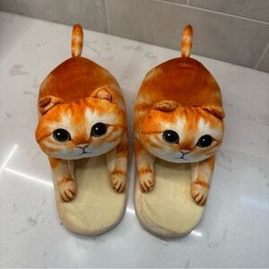 Adorable Cat slip on Slippers - Orange and Cream adult one size